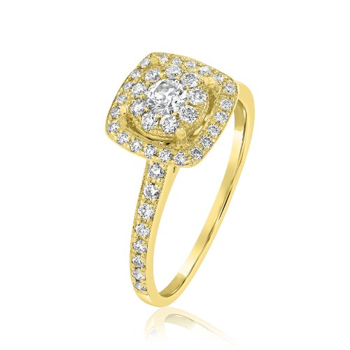 טבעת אירוסין זהב 14 קראט משובצת 0.56 קראט יהלומים