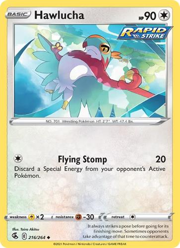 קלף בודד single פוקימון - hawlucha - Fusion Strike - 216/264