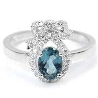 טבעת כסף משובצת טופז כחול וזרקונים RG4361 | תכשיטי כסף 925