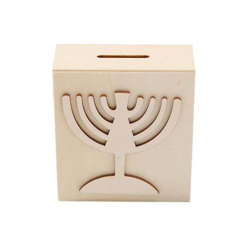 קופת חיסכון מעץ 4/9.5/10.5 ס"מ + חנוכיה