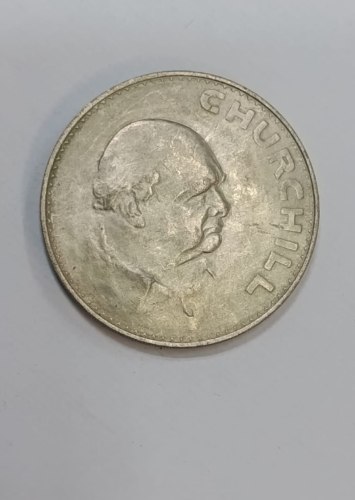 CHURCHILL/ELIZABETH II- שנת 1965, מטבע זכרון, נחושת ניקל, 38.7 מ"מ, בריטניה