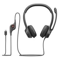 אוזניות קשת חוטיות Logitech H390 USB-C צבע שחור