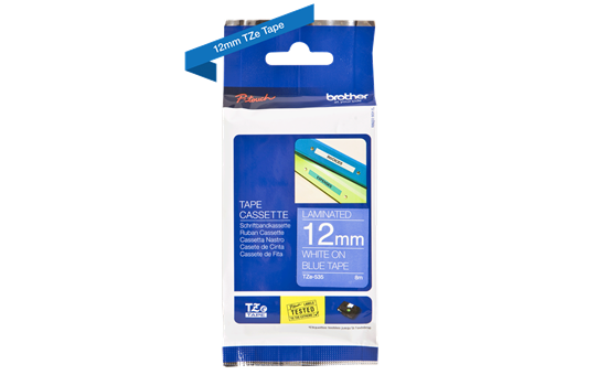 סרט סימון לבן על רקע כחול Brother TZe535 Labelling Tape Cassette 12mmx8m