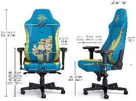 תרשים מידות מלא של כיסא גיימינג Noblechairs HERO Fallout Vault Tec Edition