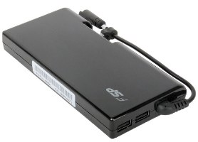 מטען אוניברסלי למחשב נייד FSP Notebook Universal Adapter 120W 2xUSB – מטען שחור פריט בודד עם חיבורי USB וכבל מחובר
