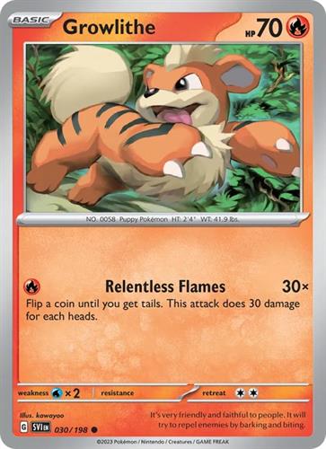 קלף בודד single פוקימון - growlithe - Scarlet & Violet - 030/198