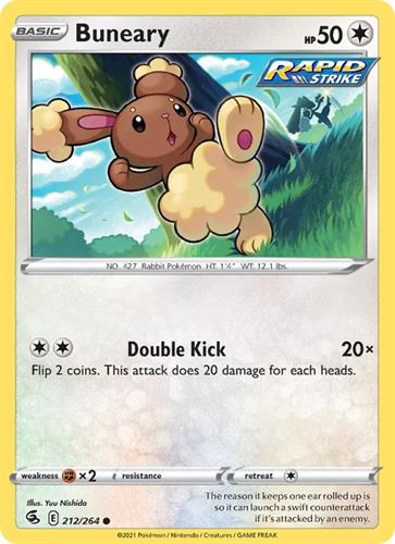 קלף בודד single פוקימון - buneary - Fusion Strike - 212/264