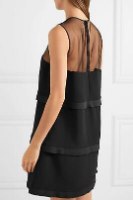 STELLA McCARTNEY Tiered Sheer Tulle-Paneled Pleated Cady Mini Dress Size M