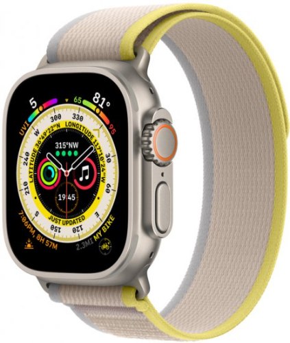 שעון חכם Apple Watch Ultra 49mm GPS + Cellular צבע שעון Titanium Case צבע רצועה Yellow / Beige Trail
