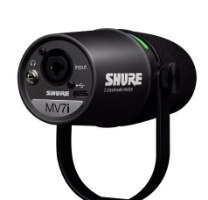 מיקרופון דינמי מקצועי Shure MV7i – פריט בודד שחור מציג חיבורי XLR USB-C