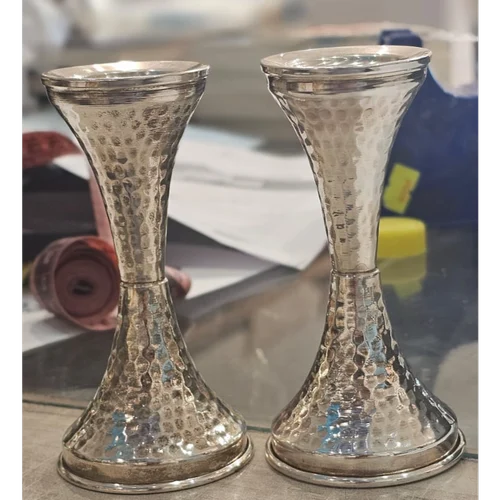 פמוטים מכסף טהור דגם עבודת פטיש