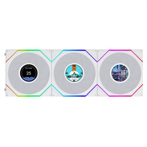 Lian-Li 120mm UNI FAN TL LCD FLEX Reverse Blade 3-Pack לבן