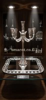 מגש לנרות שבת ונציה- משולב כסף טהור
