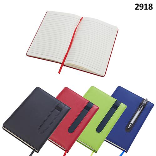 מחברת כריכת PU עם מקום לעט בחזית 21X14 ס"מ 96דף דגם 2918