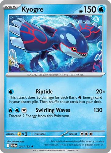 קלף בודד single פוקימון - kyogre - Mega Evolution - 034/132