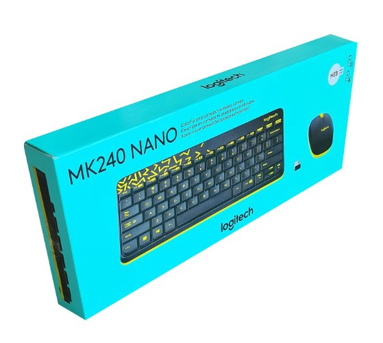 סט מקלדת ועכבר אלחוטיים Logitech MK240 Nano צבע שחור-צהוב - יבואן רשמי