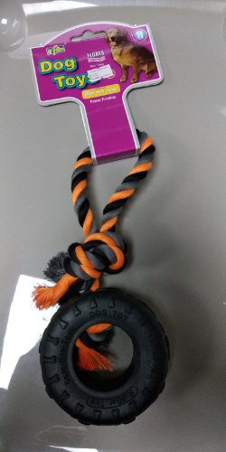 צעצוע לכלב חבל דנטלי עם צמיג קשיח