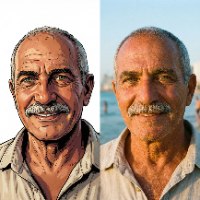 תמונת פנים מול איור דיגיטלי לפסל תאורה דגם מיליונר - מתנה ליזם