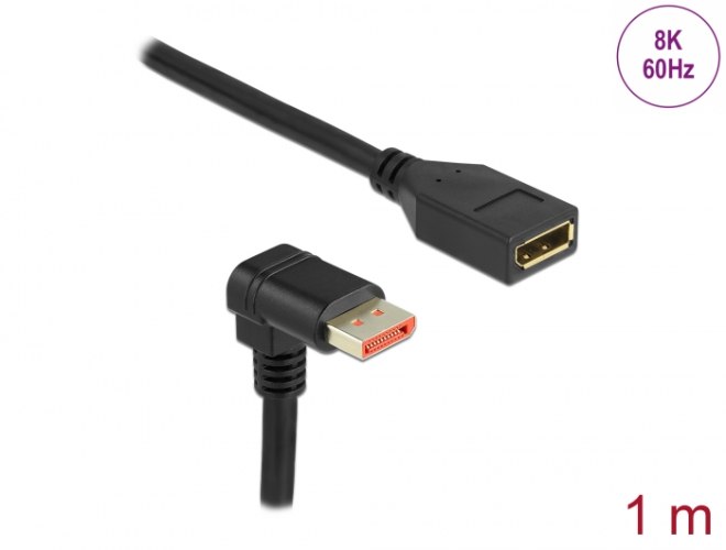 כבל מאריך Delock DisplayPort 1.4 HDR Cable 90° Downwards angled 8K 60 Hz 1 m