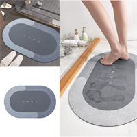 שטיח PVC אובלי בצבע חום + שטיח הקסם בצבע חום | שטיח אמבטיה | שטיח לאמבטיה נגד החלקה | מתייבש במהירות