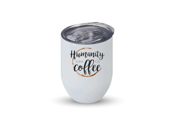 כוס שתיה תרמית מנירוסטה | HUMANITY RUNS ON COFFEE