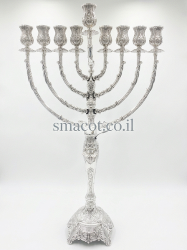 חנוכיה מכסף טהור סאוטה ריקוע 50 ס"מ v
