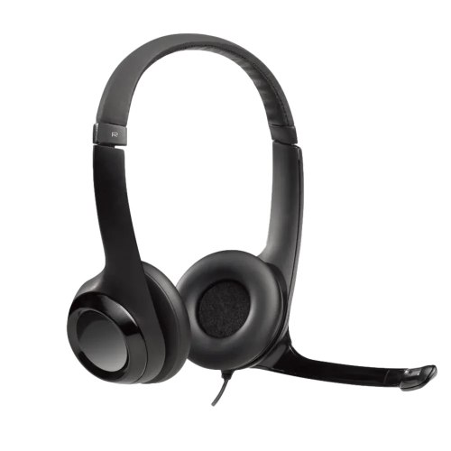 אוזניות למחשב Logitech H390 עם מיקרופון להפחתת רעשי רקע וחיבור USB