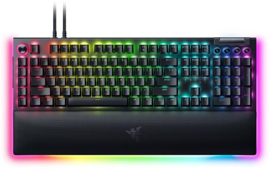 מקלדת מכנית Razer BlackWidow V4 Pro Green Switch לגיימינג עם 8 מקשי מאקרו ותאורה