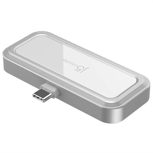 מתאם j5create USB-C עם שני חיבורי USB-C וקורא כרטיסים עם PD100W