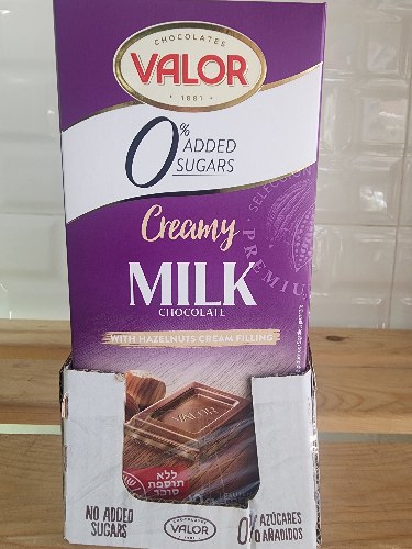 valor טבלת שוקולד חלב מילוי קרם אגוזים