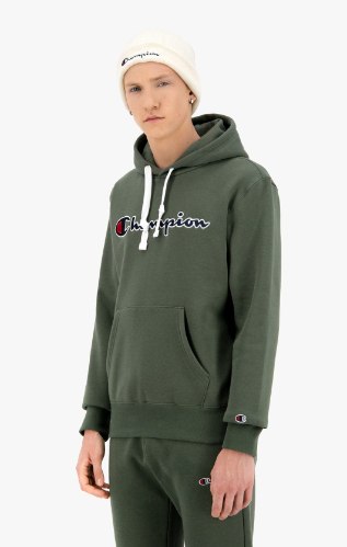 CHAMPION | צ'מפיון - קפוצ'ון צ'מפיון ירוק לוגו רקום כיס קנגורו | גברים