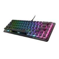 מקלדת גיימינג מכנית-אופטית Turtle Beach Vulcan II Mini – מקלדת שחורה מוארת בתאורת RGB צבעונית על רקע לבן