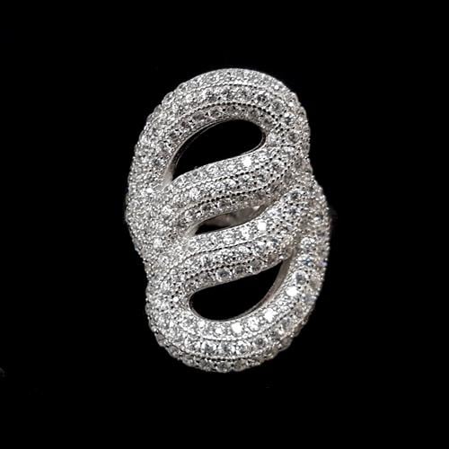 טבעת כסף משובצת זרקונים נוצצים  RG3237 | תכשיטי כסף 925