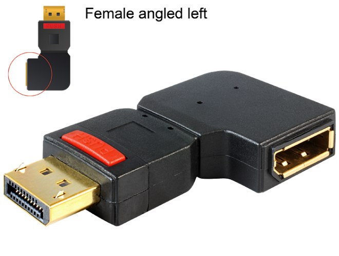 מתאם בזווית 90° שמאלה פסיבי Delock Passive Adapter DisplayPort 1.2 male to female angl