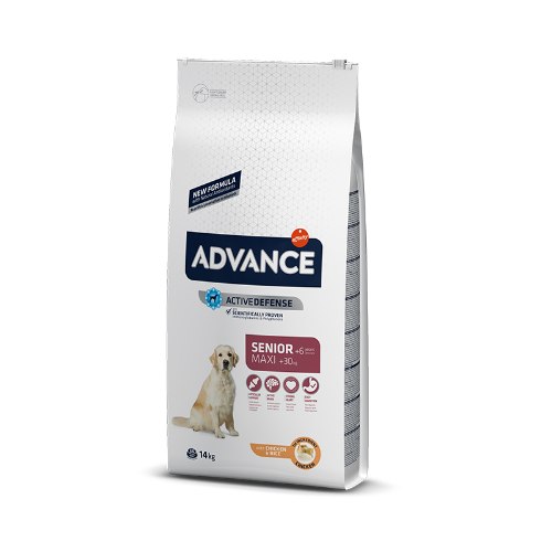 אדוונס לכלבים סניור גזע גדול עוף ואורז 12 קג - ADVANCE SENIOR LARGE BREED CHICKEN AND RICE 12KG