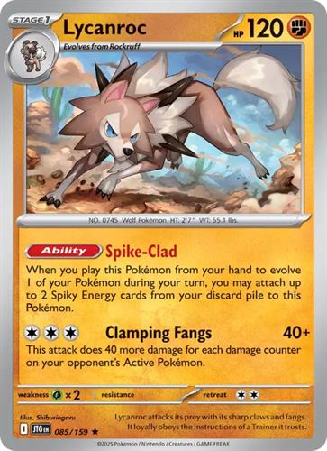 קלף בודד single פוקימון - lycanroc - Journey Together - 085/159