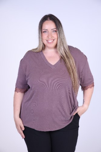 חולצת שימי פס תחרה סגולה