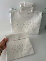 תיק מפואר לטלית תפילין דמוי עור לבן "יברכך" רקום 38X33 ס"מ