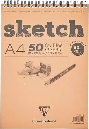 בלוק ציור ספירלה (סליל) סקץ' 50 דפים 90 גרם A4