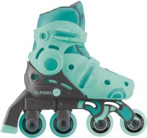 גלגיליות 2 ב-1 מידה 30-33 צבע מנטה Globber 2 in 1 – מציג גלגילייה בודדת בצבעי מנטה ואפור כהה על רקע לבן