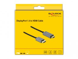 כבל מסך אקטיבי Delock Active DisplayPort 1.4 to HDMI Cable 4K 60 Hz HDR 3 m