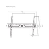 מתקן תלייה לטלויזיה Lumi KL36-46T – תרשים טכני על רקע לבן המפרט מידות וזוויות הטיה