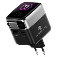 מטען קיר Miracase 70W + USB-C MWC70RC MWC70RC – מציג צג 70W יציאות USB-A ו-USB-C בגווני שחור-כסף