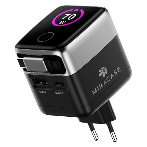 מטען קיר GaN ‏70W עם 3 יציאות וצג דיגיטלי מירקייס Miracase MWC70RC