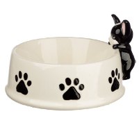 קערת קרמיקה לכלב עם דמות נתלית French Bulldog - סוג ב'