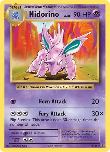 קלף בודד single פוקימון - nidorino - Evolutions - 44/108