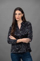 חולצת אן כחול עלים