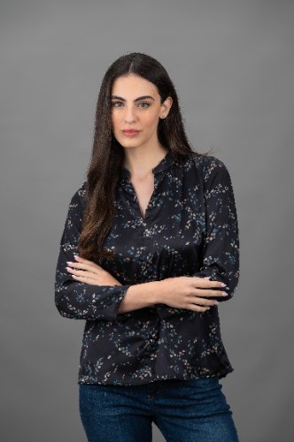 חולצת אן כחול עלים