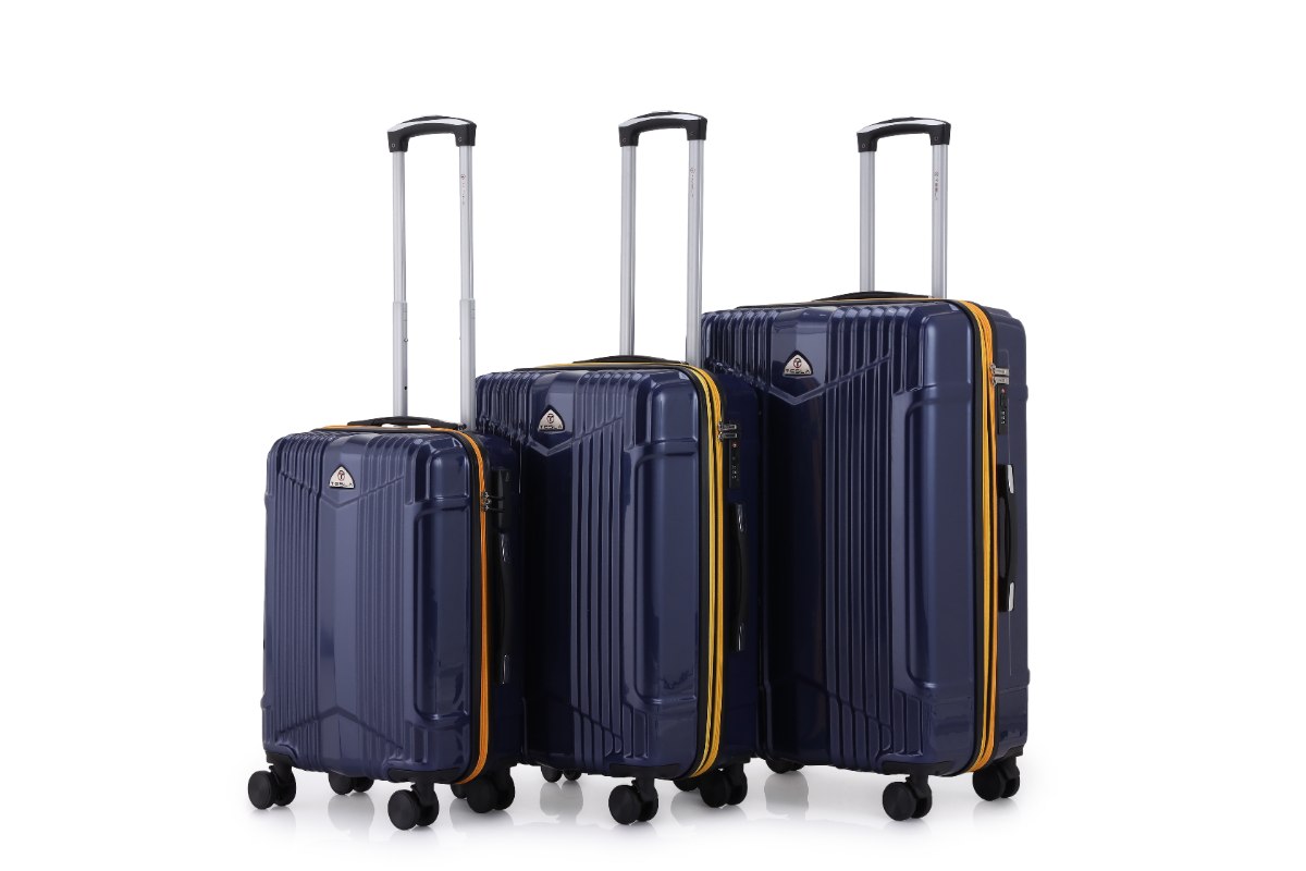 סט 3 מזוודות איכותיות פוליקרבונט TESLA עם מנעול TSA - צבע כחול