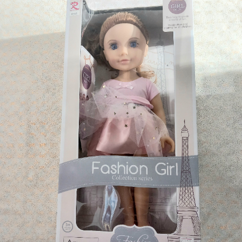 בובה גודל 45 ס''מ בגדים אלגנטיים  ורוד 6593 - GIRL DOLL